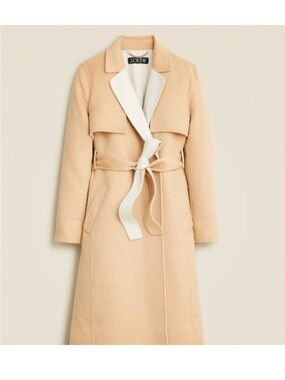🧥 J. Crew Cream and Beige Wool Belted Wrap Coat